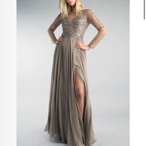 Elegant Sequin Long Sleeve Evening Dress
